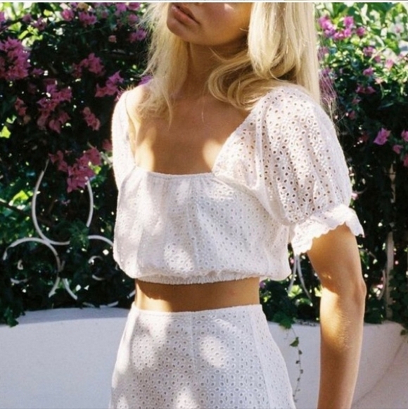 NWT With Jéan Darla Crop Eyelet Top Size S - Picture 5 of 8